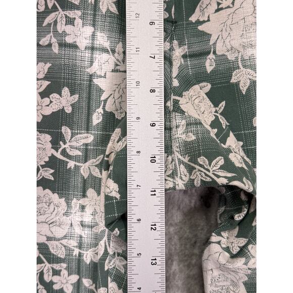 WILDFANG Pants 0 Womens The Essential Trouser Green Floral Plaid - Picture 4 of 7